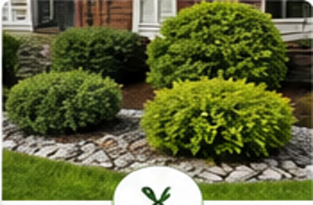 Trimmed shrubs in a residential landscape